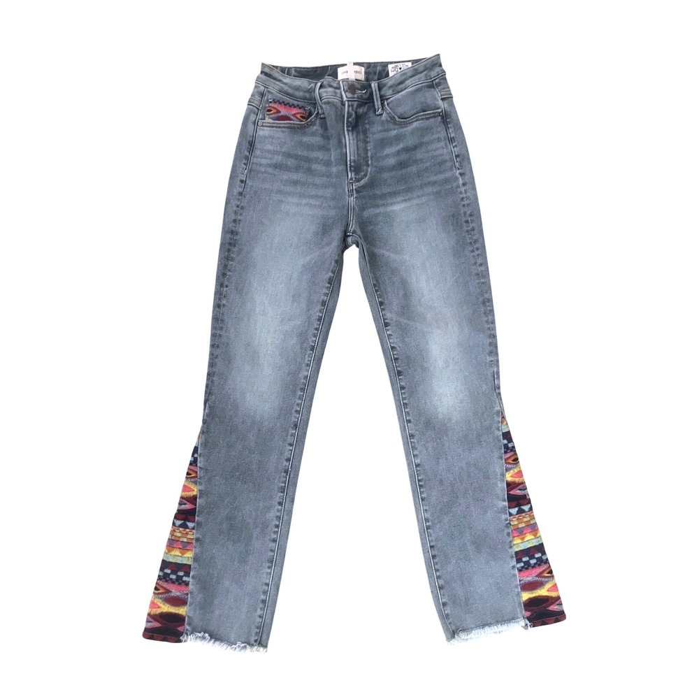 Driftwood Women's Clara Embroidered Ankle Flare Jeans Light Wash Boho- Size 25 - Picture 2 of 8